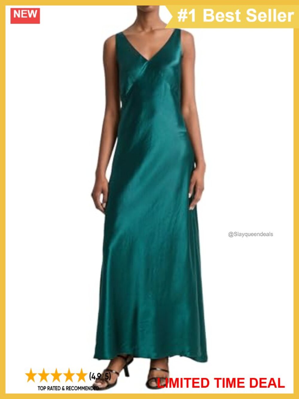V-Neck Maxi Slip Dress Japanese Satin Slim Fit Formal Casual